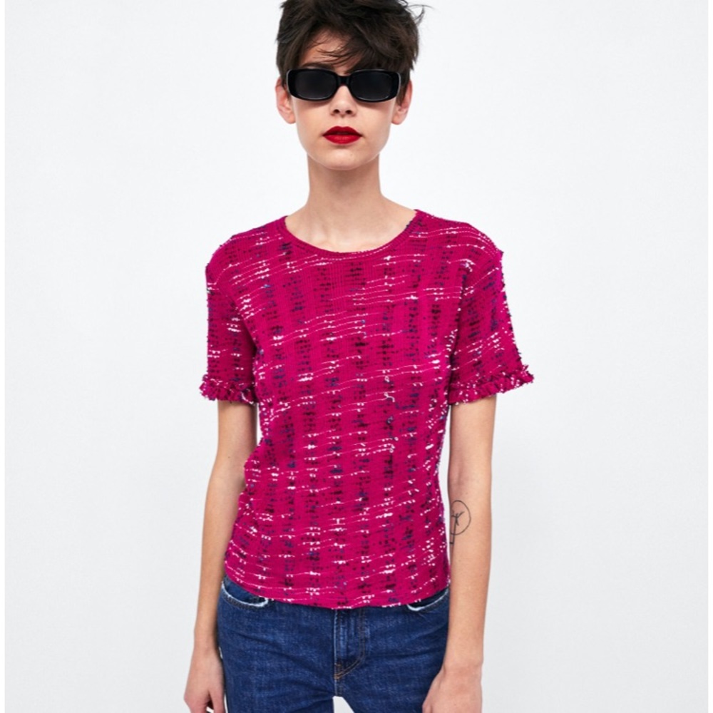 Zara Medium Stretchy Pink Top!